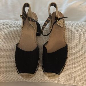 NWOT Sperry Top Sider Black Linen Anchors Espadrille Sandal Size 7